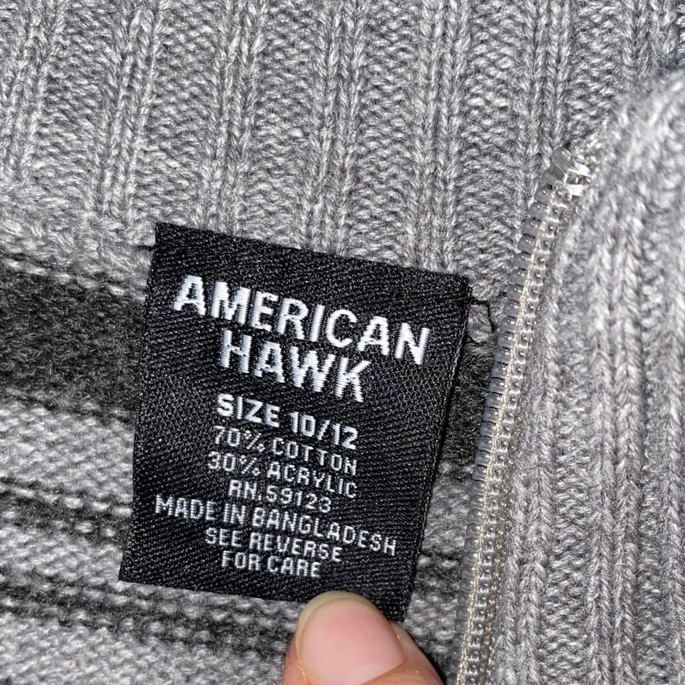 Boys Striped Zip-Up Sweater - Gray